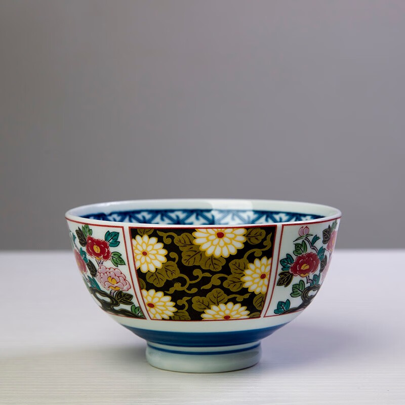 万园琦满堂香系列饭碗釉下彩陶瓷餐具家用吃饭碗伊万里风商用日式高脚