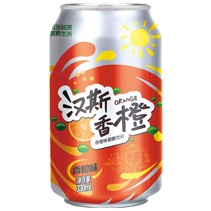 汉斯 春都菠萝啤香橙330ml*6罐碳酸饮料香橙味汽水 国潮好货