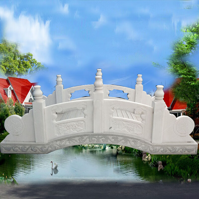 瀛乐 石拱桥汉白玉栏杆户外花园别墅庭院中式景观小石桥大理石栏杆厂
