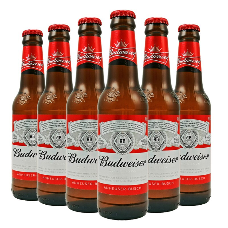 百威budweiser百威啤酒经典醇正啤酒 275ml*6瓶装