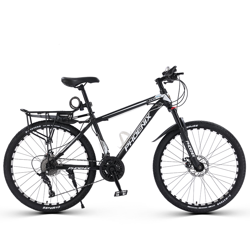 PHOENIX 凤凰 山地自行车成人双层铝合金车圈辐条轮26英寸24速 探界者 黑白色