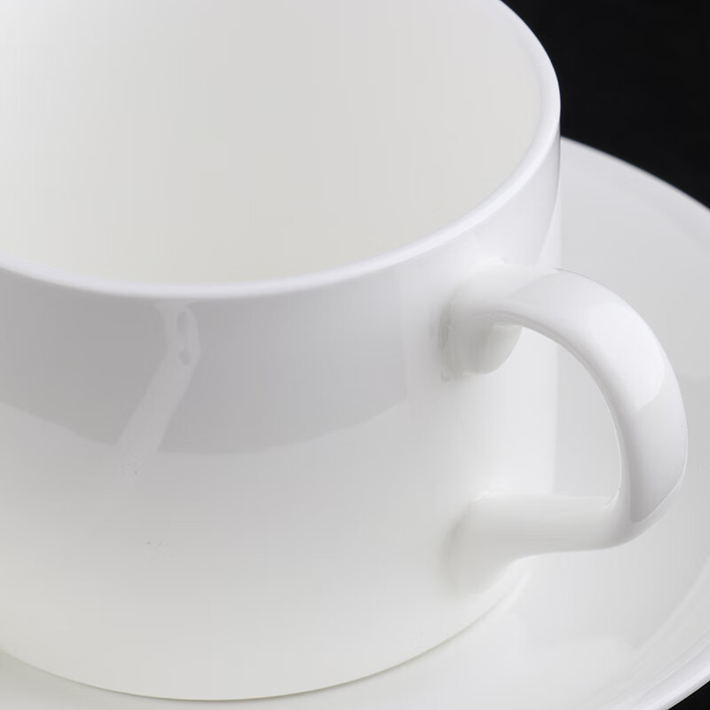 錦鳯锦凤骨瓷咖啡杯碟景德镇欧式简约咖啡套具矮 咖啡杯一杯一碟1勺 纯白澳式单杯