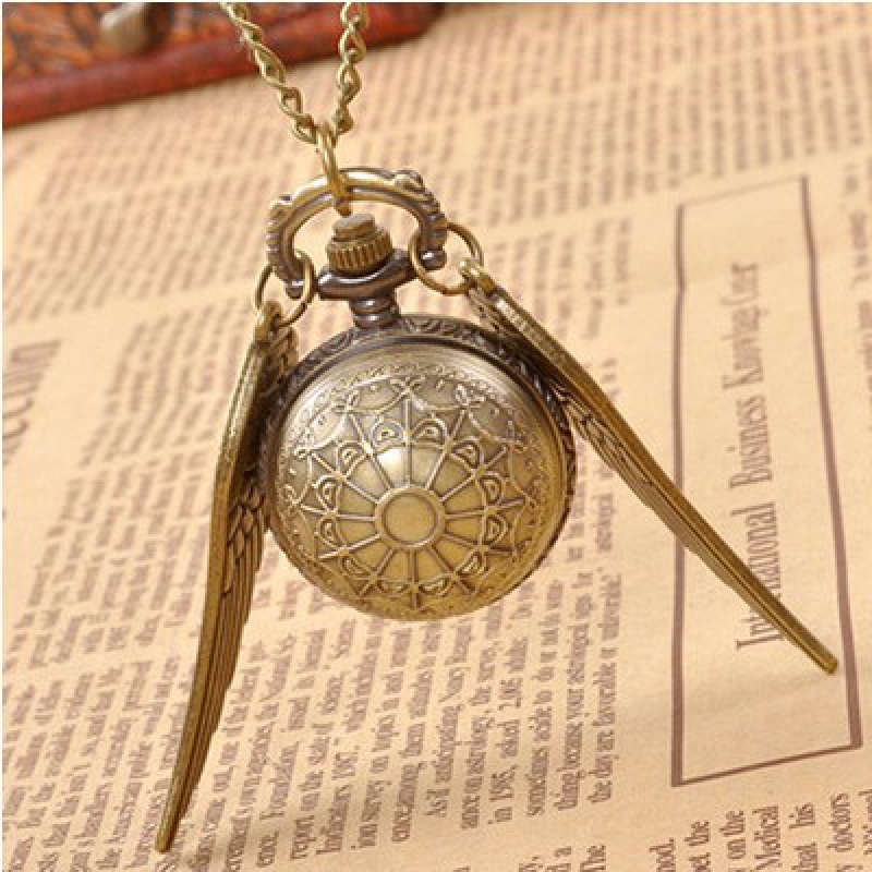 2022新款哈利波特周边鬼飞球游走球形怀表挂表链表带翅膀复古项链金色