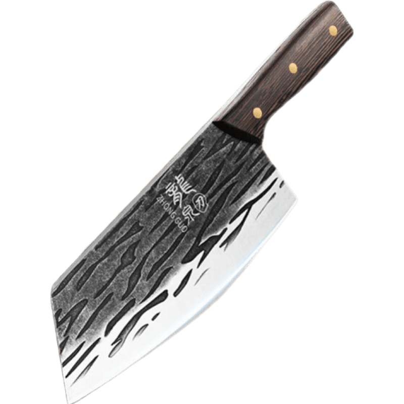 小天籟 龍泉菜刀鍛打刀具套裝廚師斬切刀斬骨刀廚房切菜刀切片刀家用 龍泉鍛打多用刀+楠竹菜板 2件套 60°以上-19cm-13cm