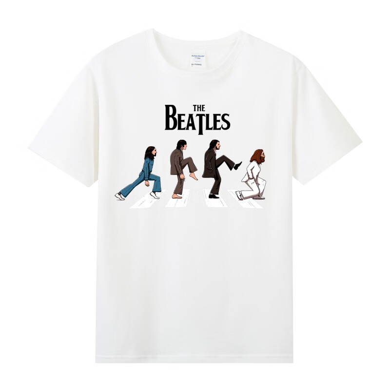 吉半普袖披头士t恤男Beatles列侬甲壳虫乐队摇滚音乐节周边音乐乐队嬉皮士 白色 M