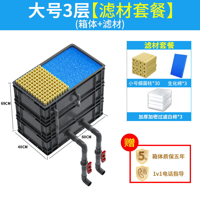 oimg周转箱过滤箱鱼池水循环系统鱼缸过滤器上滤滴流盒外置水泵装置