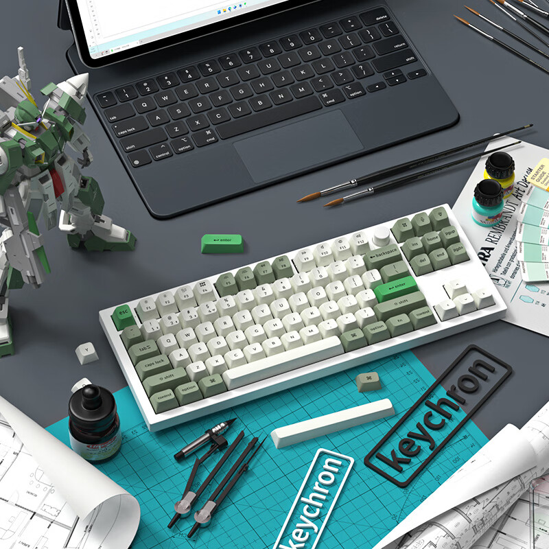 keychron渴创 Q3Max 机械键盘 无线键盘 三模键盘 QMK/VIA开源改键 客制化铝坨坨键盘 gasket结构 复古 Q3Max RGB热插拔香蕉轴侧刻键帽版