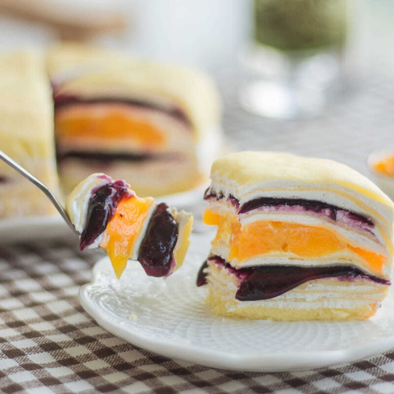 虎钢馋蓝莓芒果千层600g新鲜水果生日蛋糕 蓝莓芒果千层 6英寸