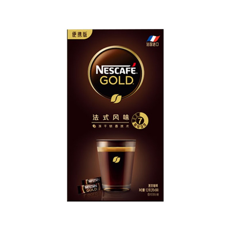 雀巢金牌 速溶黑咖啡 法式风味 冻干 咖啡粉微研磨 1盒（2g*6条）