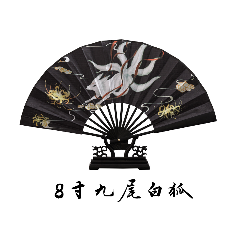 林木岛九尾狐扇子男女式古风中国风汉服配饰随身红彼岸花古装随身折扇