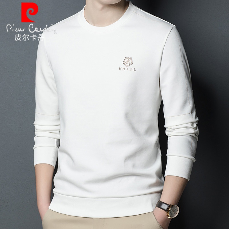 皮尔卡丹卫衣男春秋季新款男士长袖打底衫休闲中青年男装上衣潮流 C8175585深蓝 190