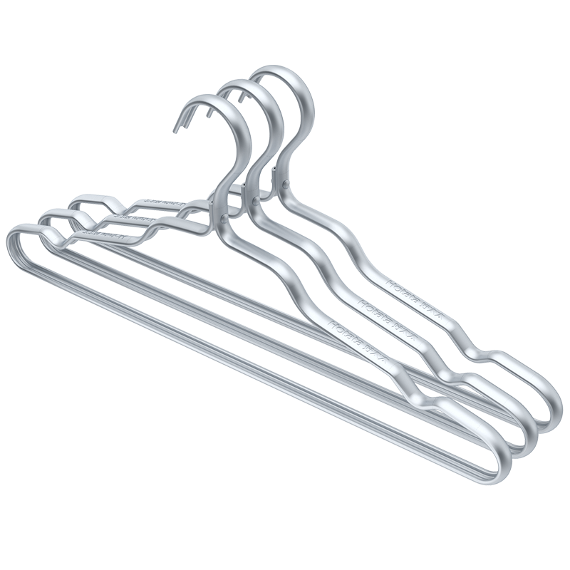 好太太晾衣架防滑家用衣架子防水挂衣架晾衣架子 DY39银色【全铝金属套装衣架16支装】