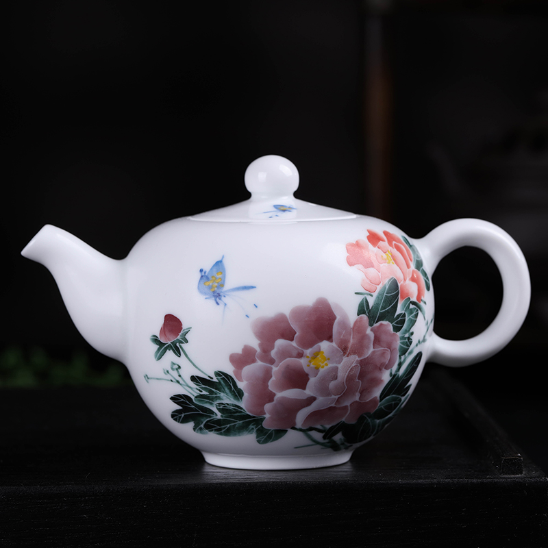 瑾睿茗瓷景德镇手绘釉下彩陶瓷茶壶功夫茶具纯手工单壶套装家用泡茶大