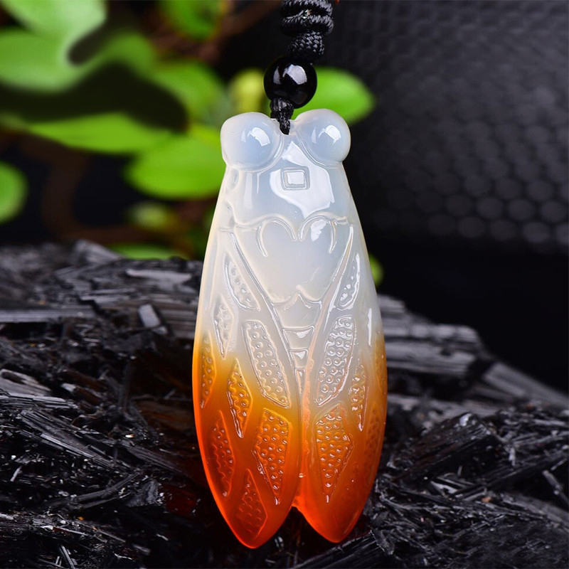 【竞天】白玉髓俏色知了吊坠玉蝉冰种白玉髓一鸣惊人福禄挂件吊坠