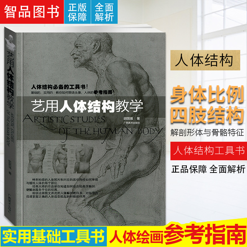 艺用人体结构教学 胡国强编 人体绘画经典教材 素描几何形体大师临摹