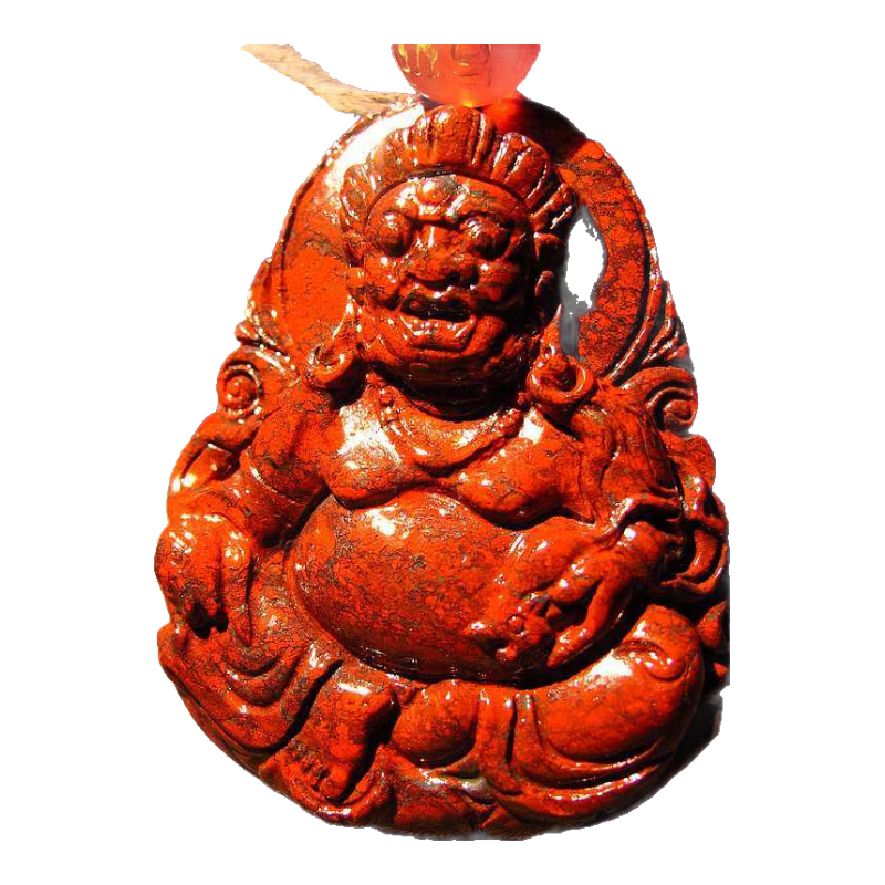 萬宗【滿紅血密宗財神】天然廣西桂林雞血石吊墜男女項鏈雞血玉朱砂玉石