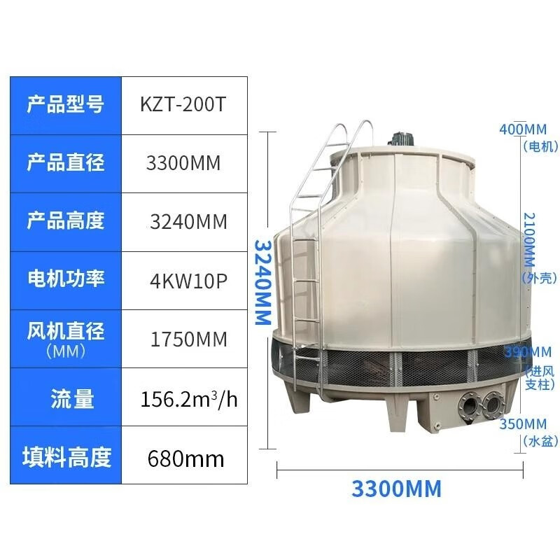 塔冷水塔工业大小高温型冷却水塔10吨80至200t凉水塔圆玻璃钢剪板zx