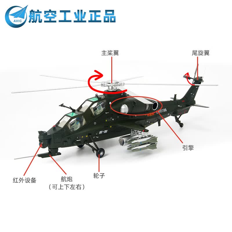 Terebo 武直十直10飞机模型直升机航模模型 仿真合金军事飞机退伍纪念品 1/48直10怎么看?