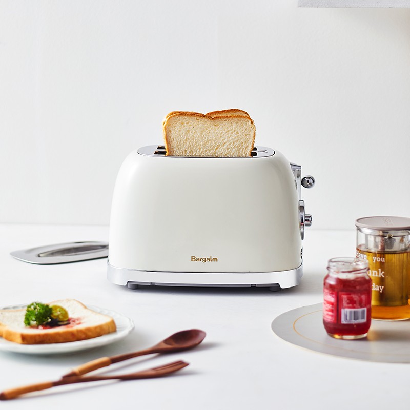bargaim 烤面包机家用2022新款多士炉解冻加热烤吐司机 珍珠白