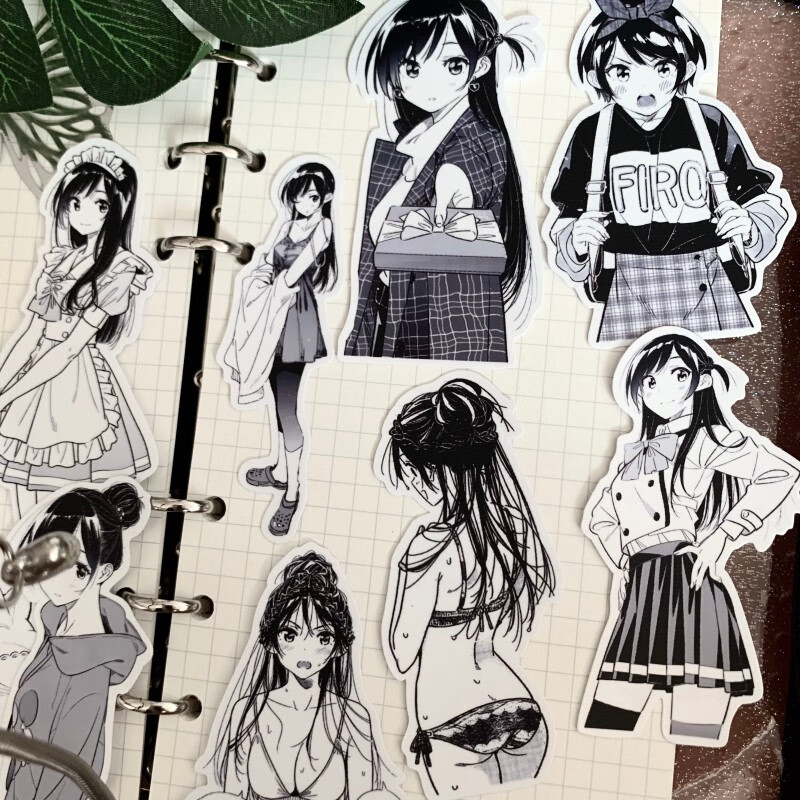 贴纸手账笔记本文具盒贴画装饰贴纸包日漫周边贴 租借女友(47张异形)