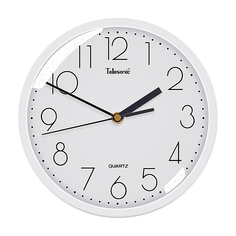 创意时尚客厅简约石英钟白时钟挂表装饰圆形现代钟表23cm