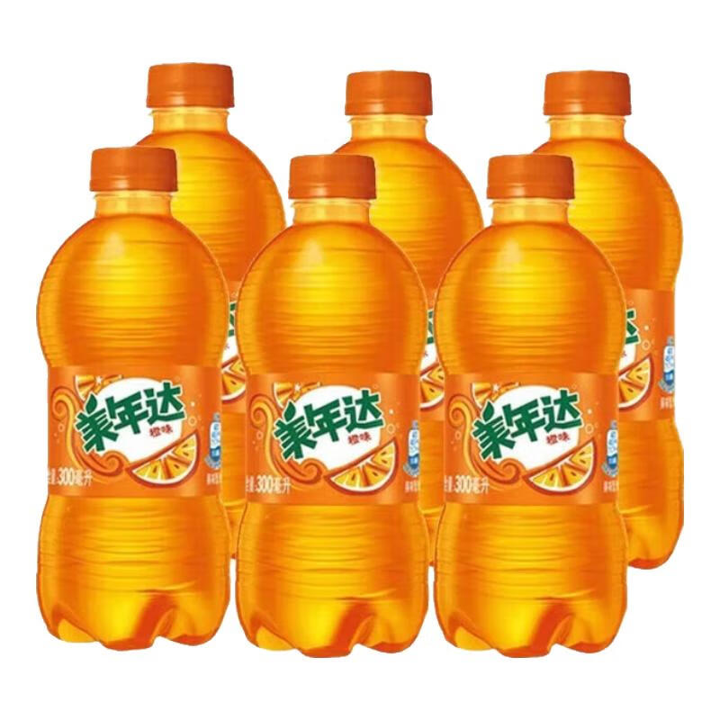 plus会员:百事可乐原味 美年达 七喜  无糖汽水300ml 6瓶 美年达