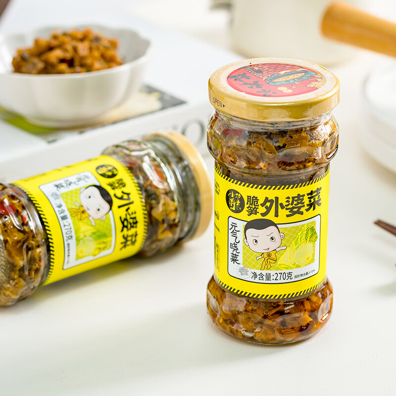 地道湘功夫小将脆笋外婆菜280g腌制速食菜配粥拌饭腌制小菜下饭菜杂咸 功夫小将脆笋外婆菜270克*2瓶