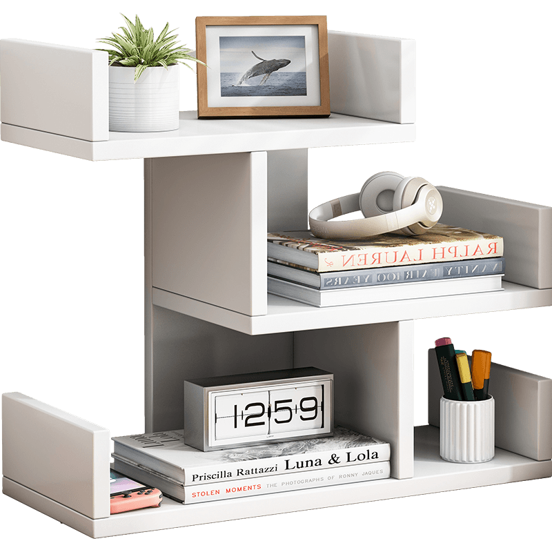 UCU 桌面收纳书架子办公室书籍储物盒网红学生多功能书桌台上架子 【三层款】暖白色34*16*36cm