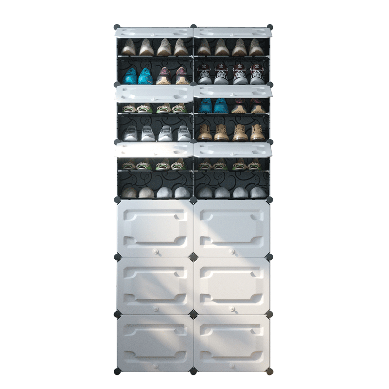 洁然3D立体高端鞋柜简约现代简易省空间塑料防尘收纳多层组装门口鞋架子 2列12层