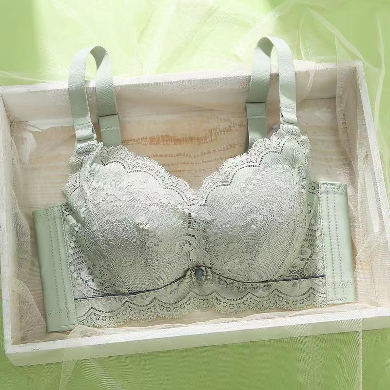 款仙黛尔2023新款内衣女小胸聚拢8cm加厚无钢圈蕾丝边文胸显大不空杯