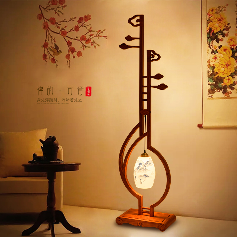新中式2019新款落地灯客厅卧室复古中国风个性创意灯具落地灯饰 陶瓷罩 送12W LED