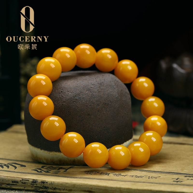 欧采妮（OUCERNY）【收藏老蜡手串】 孤品琥珀老蜜蜡手串天然满蜜单圈男士女款手链 8mm 收藏级手串 择优发货