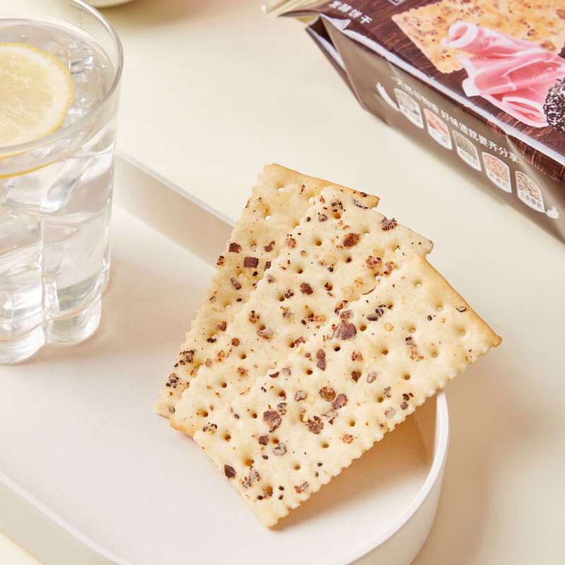 十足黑松露火腿苏打饼干112g香脆零食独立包装开袋即食饼干 黑松露火腿苏打饼干112g*1包