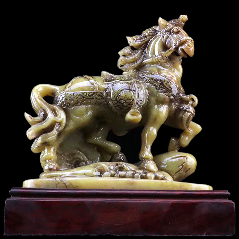 知茗 福建寿山石天然摆件招精品镇芙蓉石雕刻玉石 寿山石-战马