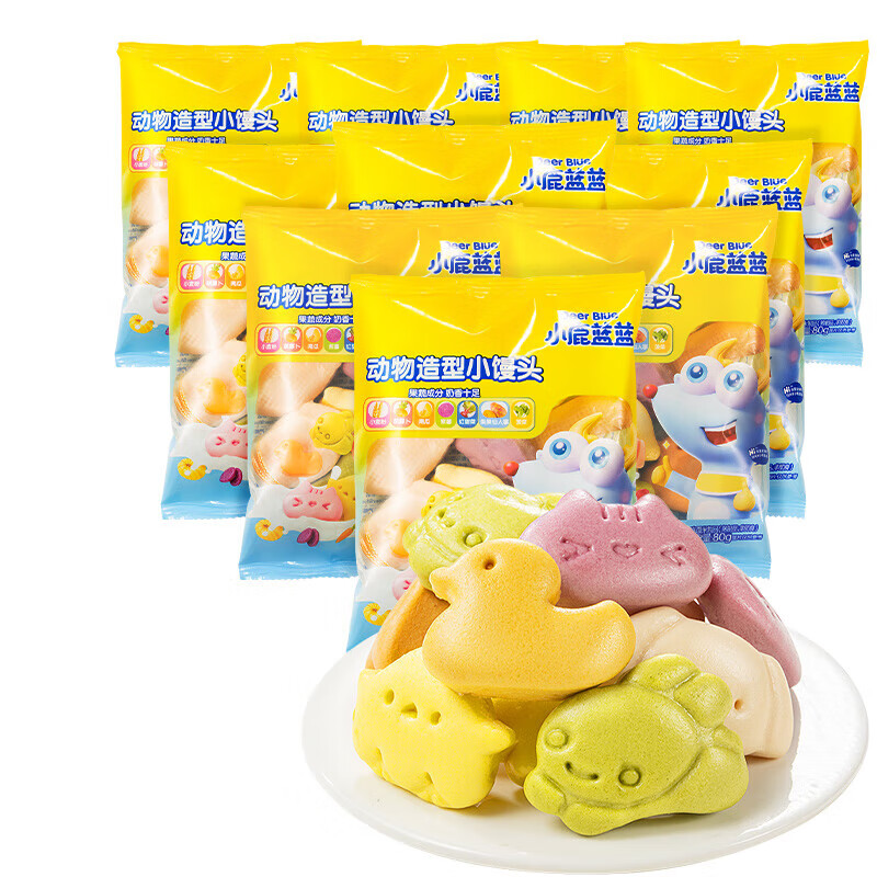 小鹿蓝蓝宝宝儿童果蔬造型小馒头半成品馒头早餐面点 动物造型小馒头80g【10袋】