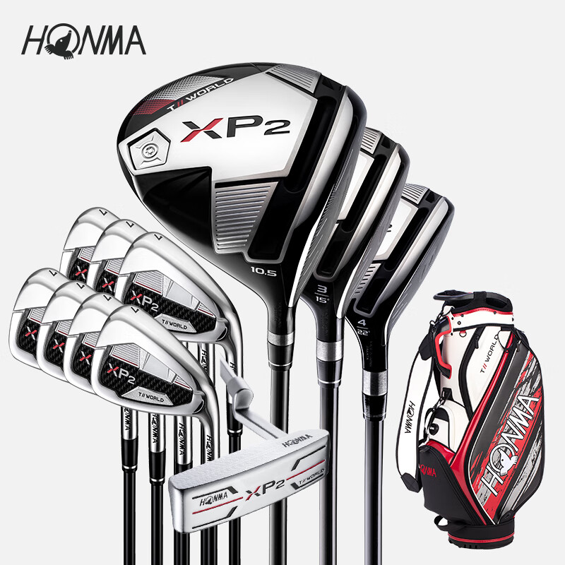 HONMATW-XP2男士套杆高尔夫球杆新手球杆入门3木7铁赠推杆测距仪衣物包 男士 碳素 SR硬度