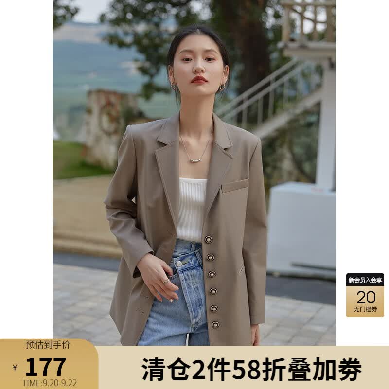 自巧小个子西装外套女春季新款设计感小众中长款复古chic上衣22ZQ0017 枫糖色 S 153cm/48kg参考怎么看?