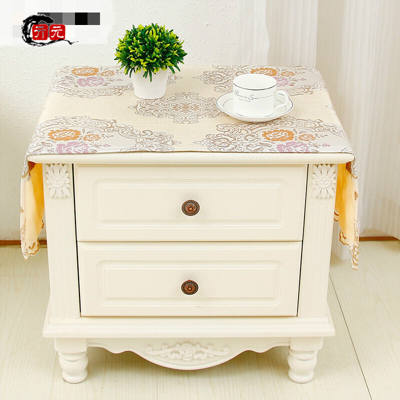 亓元床头柜罩盖布欧式卧室包布艺蕾丝简约现代加厚防滑床头柜罩子