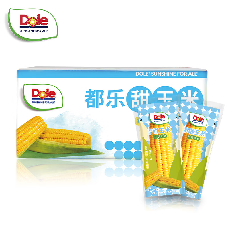 都乐Dole 吉林即食甜玉米棒12斤箱整30根 单根200g 软糯香甜 包邮