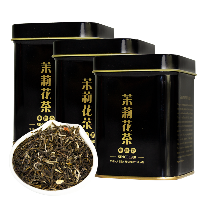 张一元茶叶 特级浓香茉莉花茶150g（50g*3罐）特级黑罐茉莉香浓茗茶 黑罐x3