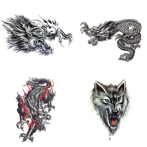 xkj纹身贴持久洗不掉胸部纹身贴胸口前大过肩龙头男女学生霸气社会感