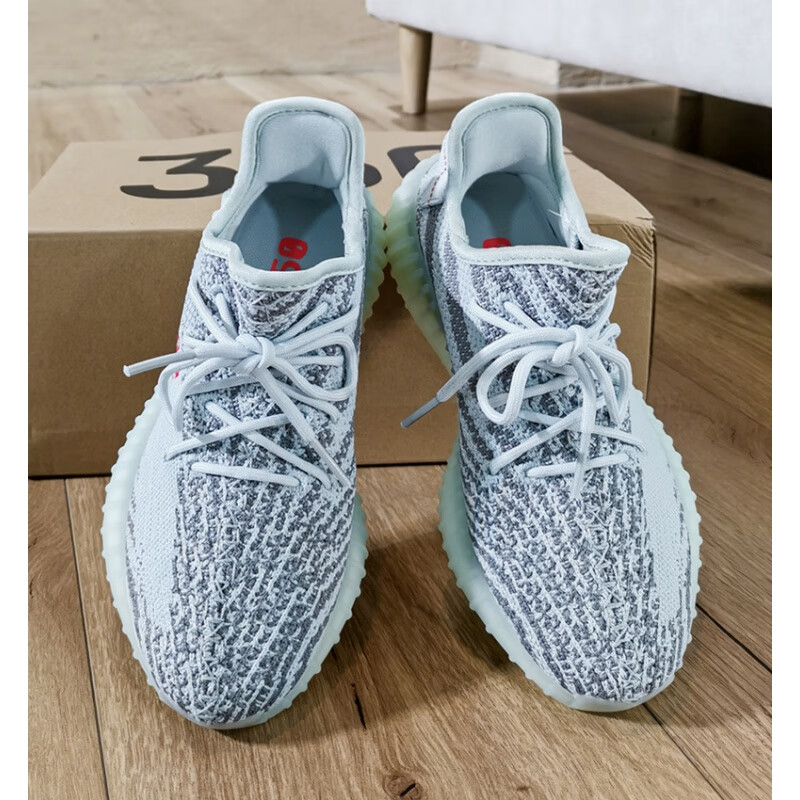 gormlboa椰子鞋350新冰蓝斑马48特大码飞织运动鞋47码46 冰蓝(三杠高