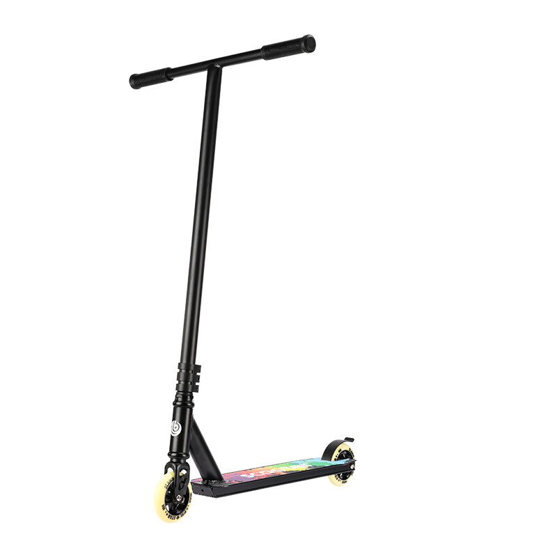 天然呆竞技车成人炫酷滑板车两轮刷街花式脚踏青少年极限滑板车 黑金