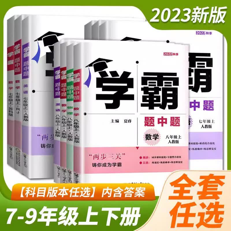 【可选年级】2024版 学霸题中题七八九年级上下册数学物理英语化学人教版RJ同步练习册提优课时作业本初一初二初三辅导资料学霸七年级789