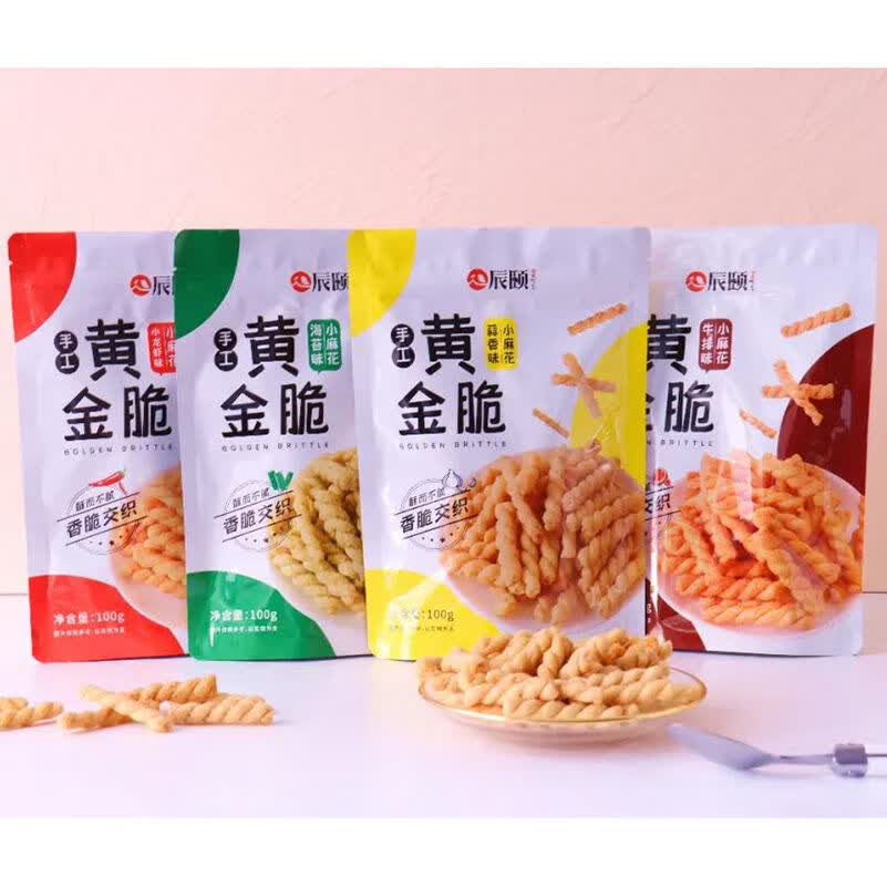 辰颐严选辰颐物语 小麻花4袋辣木叶配料小龙虾蒜香牛排海苔味4种混合