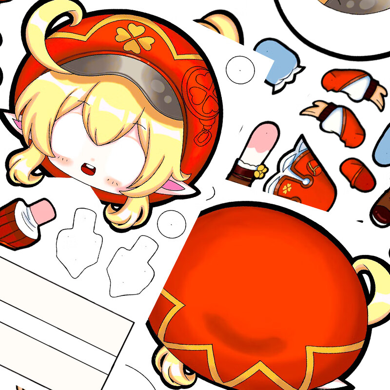 速泽纸片人可动 材料包迷你世界模板关节图纸纸偶手工模板人偶diy素材