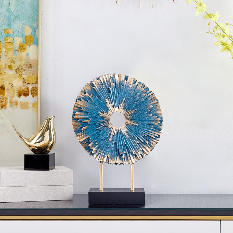 办公室电视柜装饰摆件欧式玄关酒柜开业礼物礼品摆设品 怒放小号-古蓝