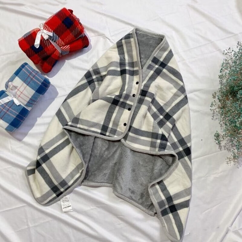 阙时翊颈肩保暖披肩加厚月子护肩产后喂奶护肩女防寒秋冬款办公室午睡毯 浅棕色100x140(带扣)