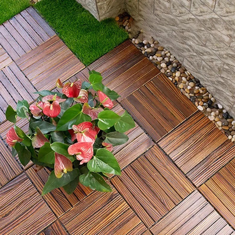 防腐木地板阳台户外室外实木地板菠萝格露台地面铺设碳化木庭院拼接木