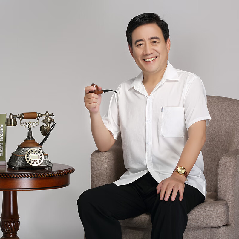 爸爸爷爷夏天老人家穿的衣服帅气爸爸装冰丝短袖衬衫50岁60中老年人